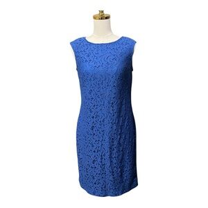 Black Label Evan Picone Blue Cutout Lace Dress